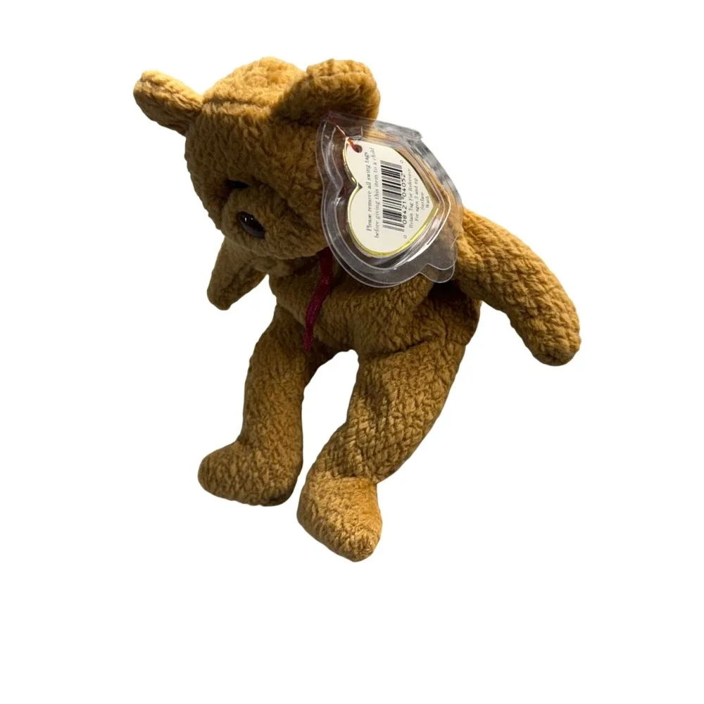 Ty Beanie Baby Fuzz the Bear 1998 Brown Curly Plush Stuffed Animal Toy 4237